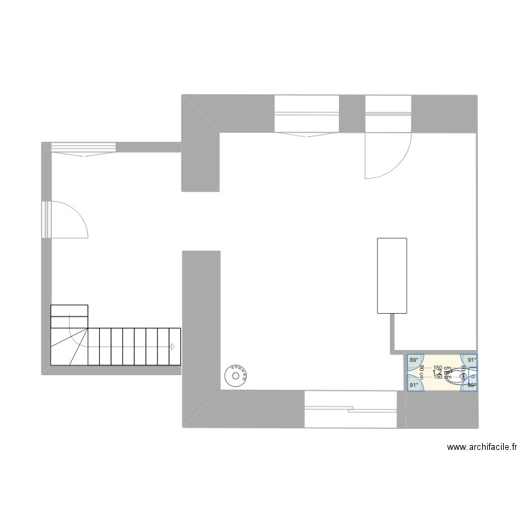 projet extension. Plan de 1 pièce et 1 m2