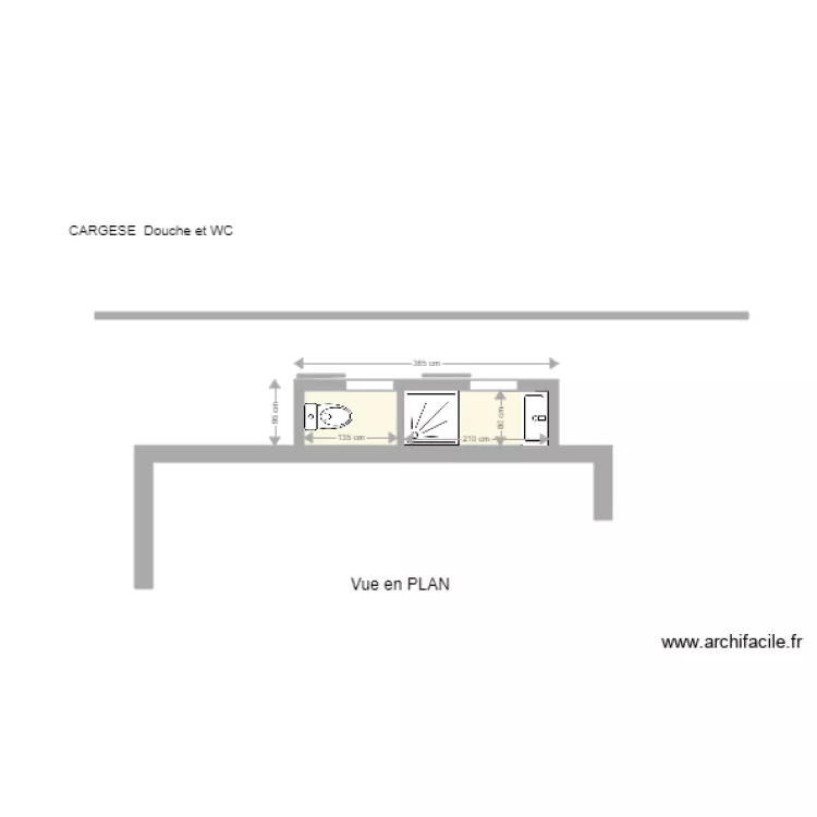 Cargese Douche WC modifi&eacute; sept 2017. Plan de 