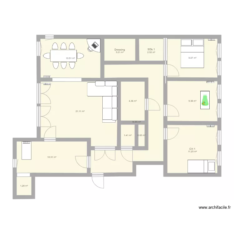 Appartement Garches. Plan de 