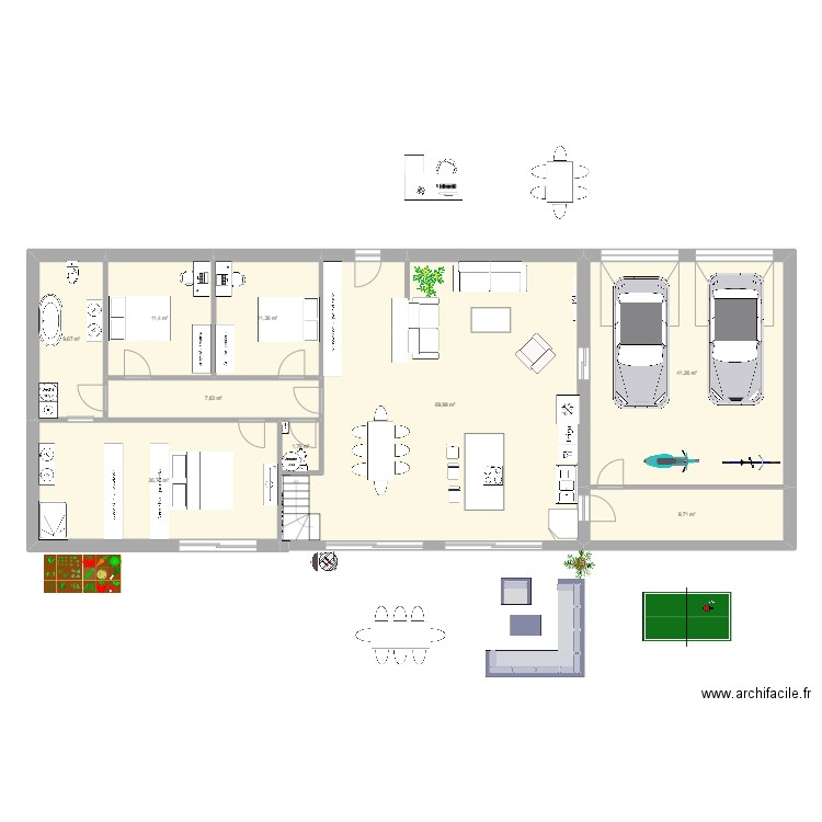 Maison. Plan de 9 pièces et 190 m2