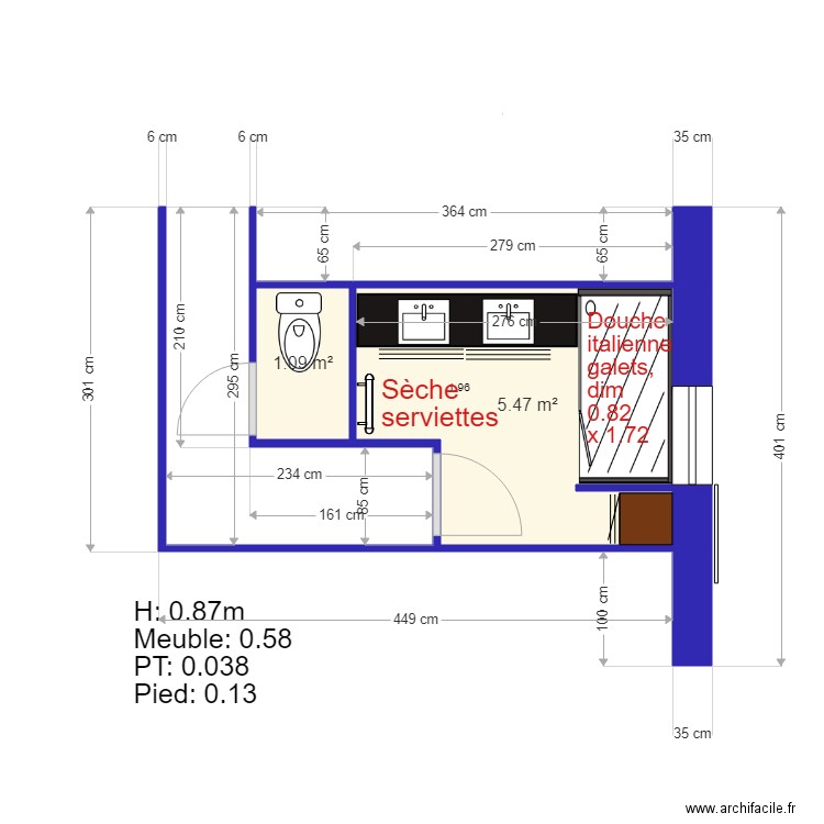 NIEUL Salle de bains Consultation Indice A. Plan de 0 pièce et 0 m2