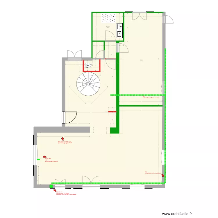 rez de chauss&eacute;e test WC. Plan de 