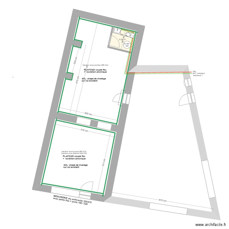 GUITARD PROJET  RDC 1. Plan de 1 pièce et 3 m2