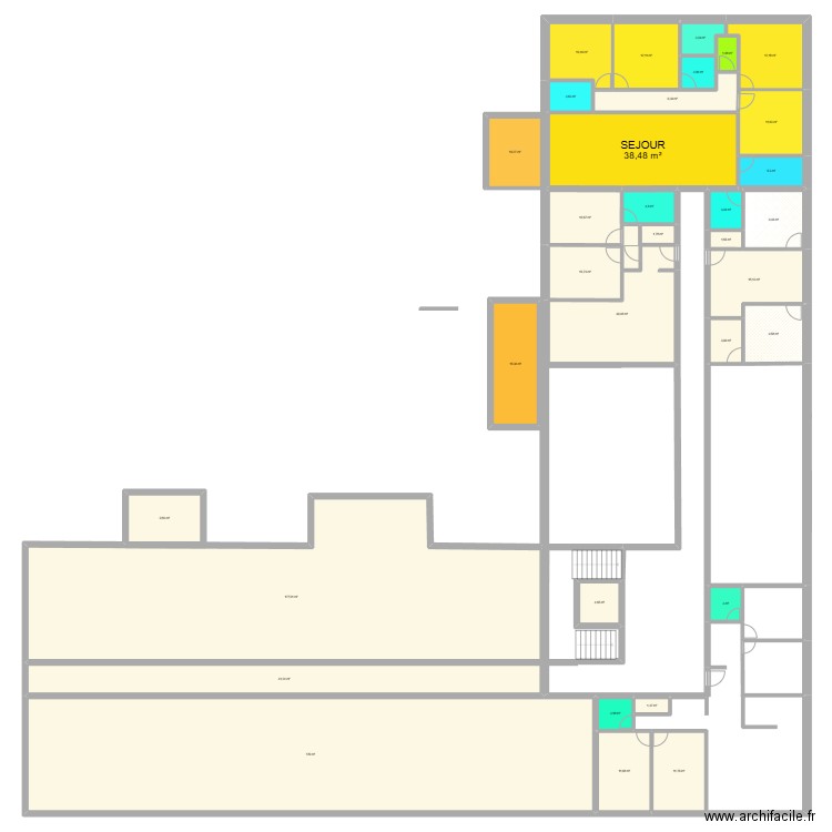 RESIDENCE COLOCATAIRE ETAGES. Plan de 34 pièces et 681 m2