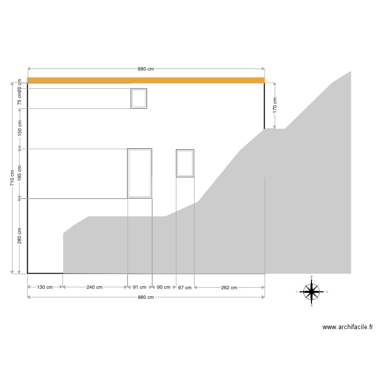 LA BARTHE FAÇADE EST ORIGINE. Plan de 0 pièce et 0 m2