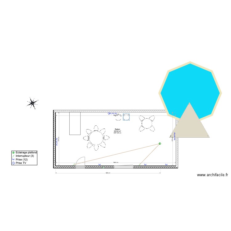 test. Plan de 1 pièce et 51 m2