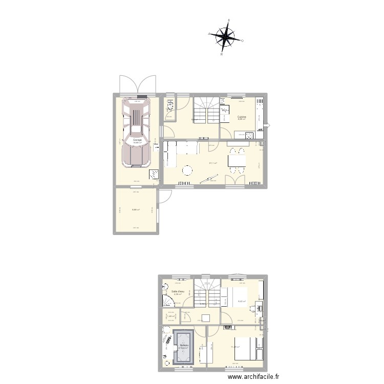 Maison Montpon. Plan de 14 pièces et 112 m2