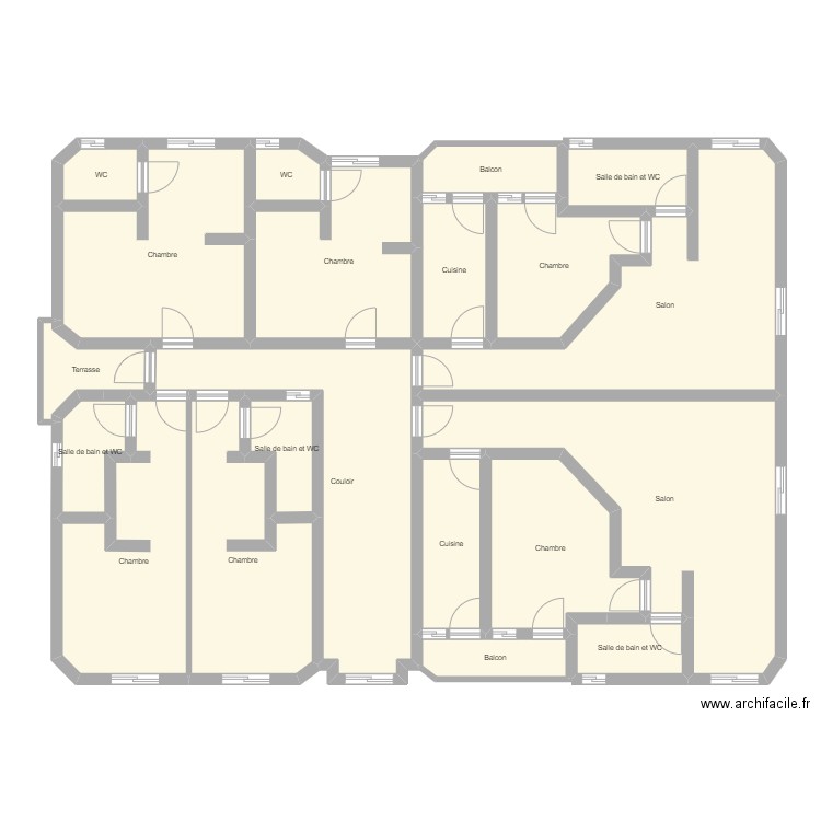 immeuble residance hotelier r+3 kribi. Plan de 20 pièces et 201 m2