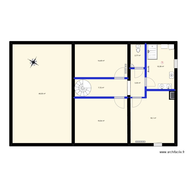 Etage 1. Plan de 8 pièces et 125 m2
