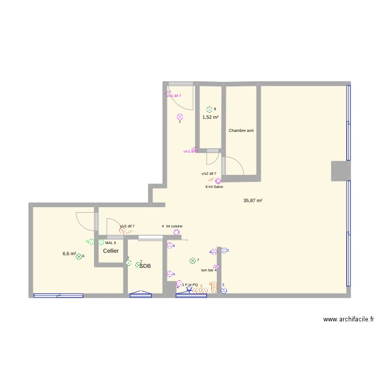 appart nouveau Ed. Plan de 8 pièces et 50 m2