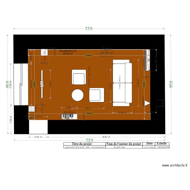 Agencement salon plan vue de gauche Proposition 1 modifier final. Plan de 0 pièce et 0 m2