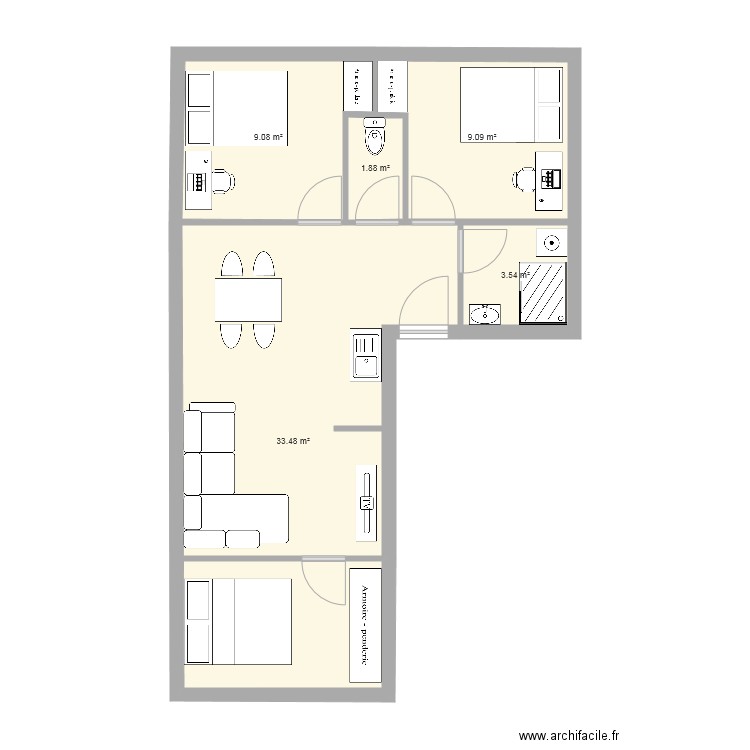 Maison 3 chambres. Plan de 0 pièce et 0 m2