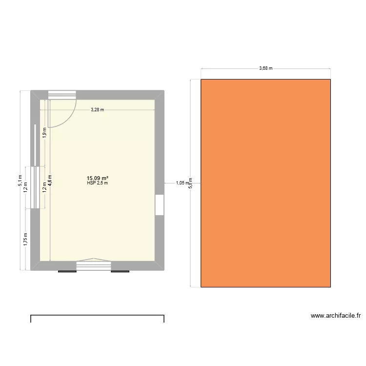 Extention garage. Plan de 1 et 15 m² Extention garage. Plan de 1 et 15 m²