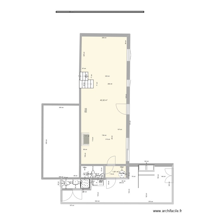 RAVOUX RDC AVEC GARAGEok. Plan de 2 pièces et 44 m2