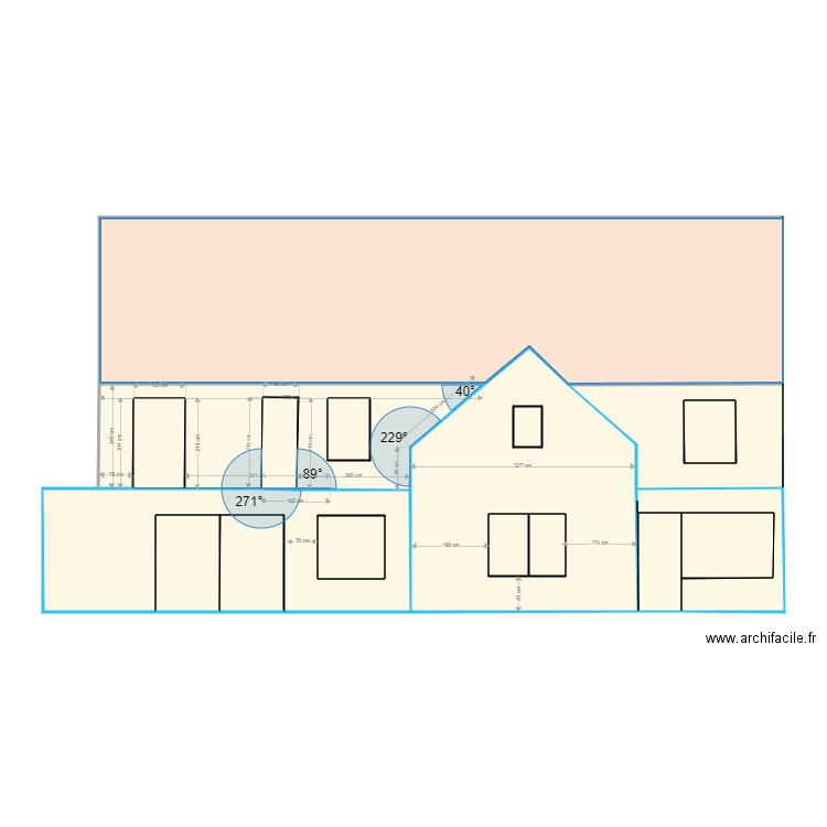 vue façade jardin essai aligné. Plan de 0 pièce et 0 m2