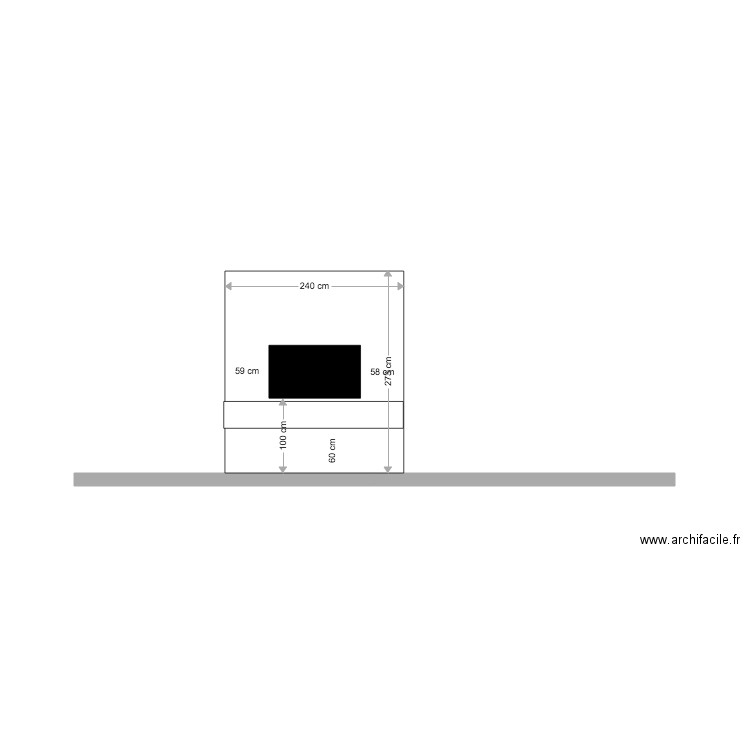 positionnement tv. Plan de 0 pièce et 0 m2