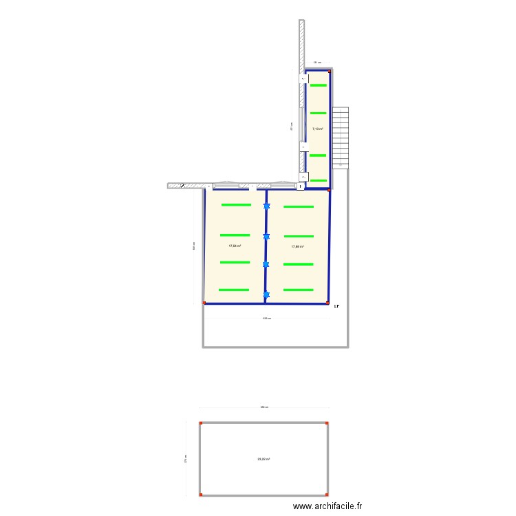 Geert Caers. Plan de 4 pièces et 66 m2