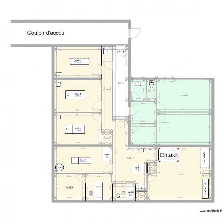 local modif cloisons. Plan de 0 pièce et 0 m2