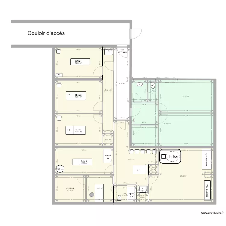 local modif cloisons. Plan de 