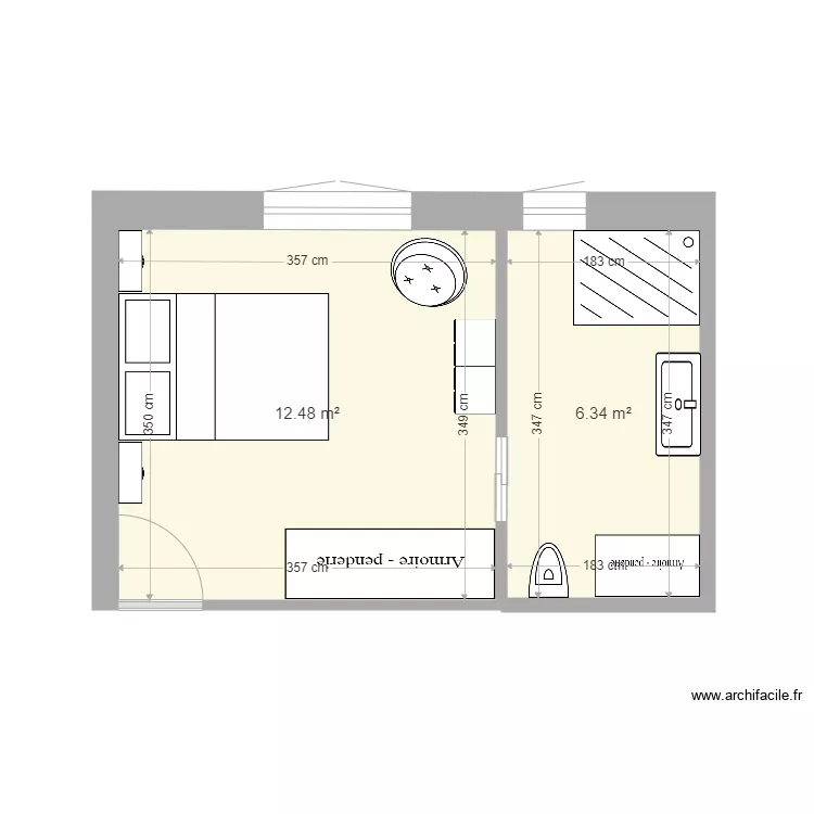 MA MAISON chambre N et SdB. Plan de 