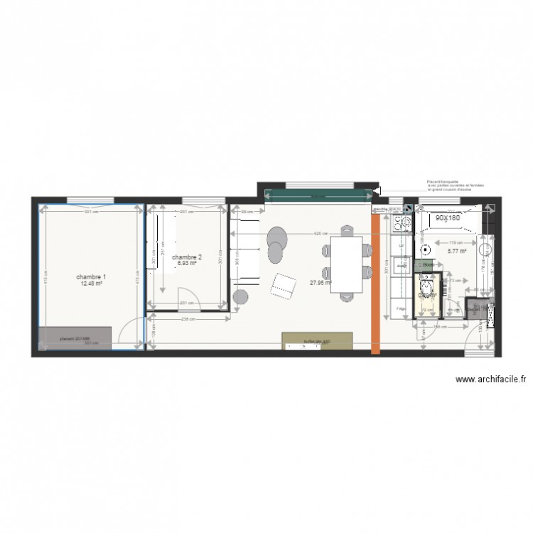 Plan projet définitif appartement Génis. Plan de 0 pièce et 0 m2