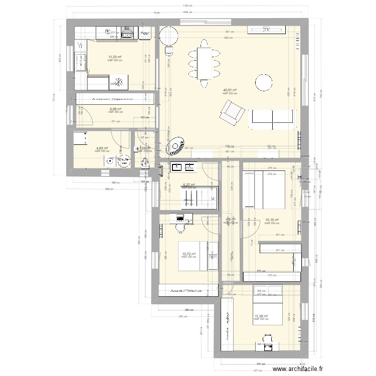 Plan Maison. Plan de 10 pièces et 113 m2