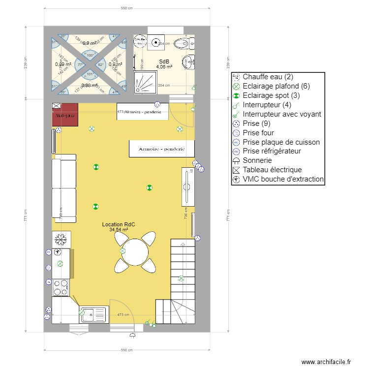 RénoLafeychineJuillet21LocationRdCElec. Plan de 6 pièces et 42 m2