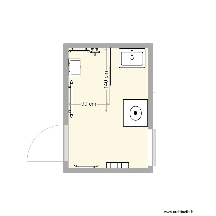 Benflis SDB projet. Plan de 1 pièce et 5 m2