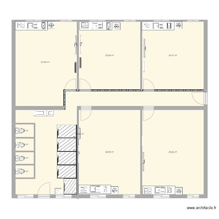 blocs 0elec. Plan de 10 pièces et 172 m2