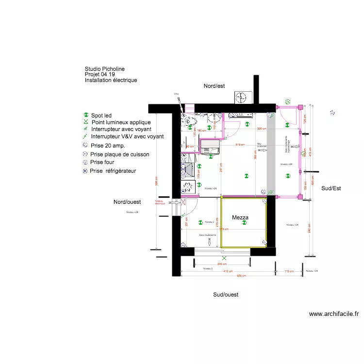 Studio Picholine Rez de chauss&eacute;e 03 19 ELECTRICIT&Eacute;. Plan de 