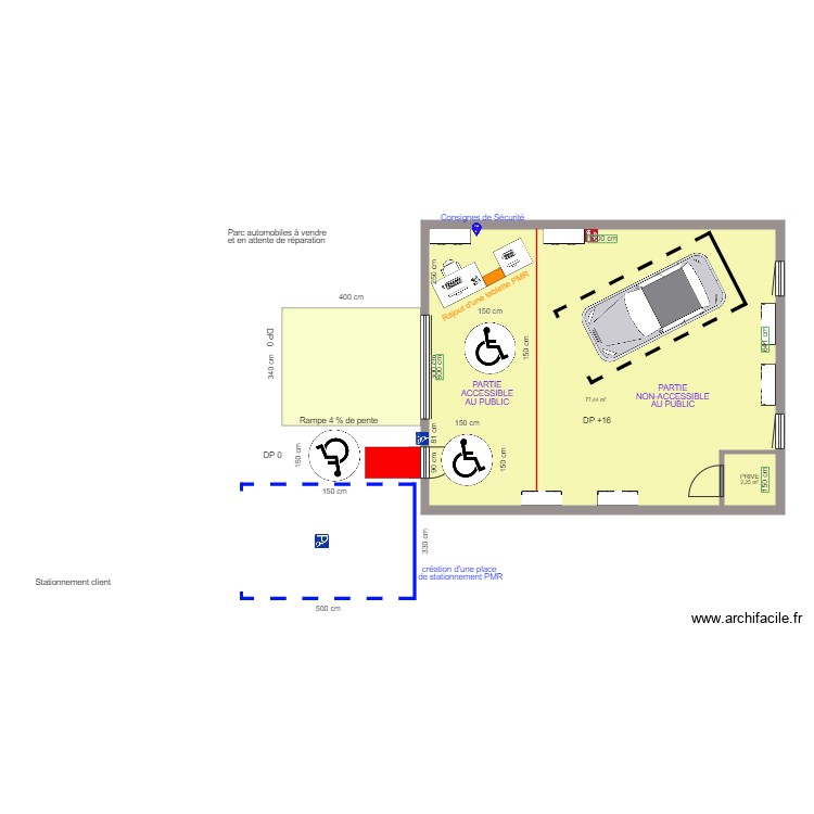 M KING GARAGE APRES TRAVAUX espace de rotation. Plan de 0 pièce et 0 m2