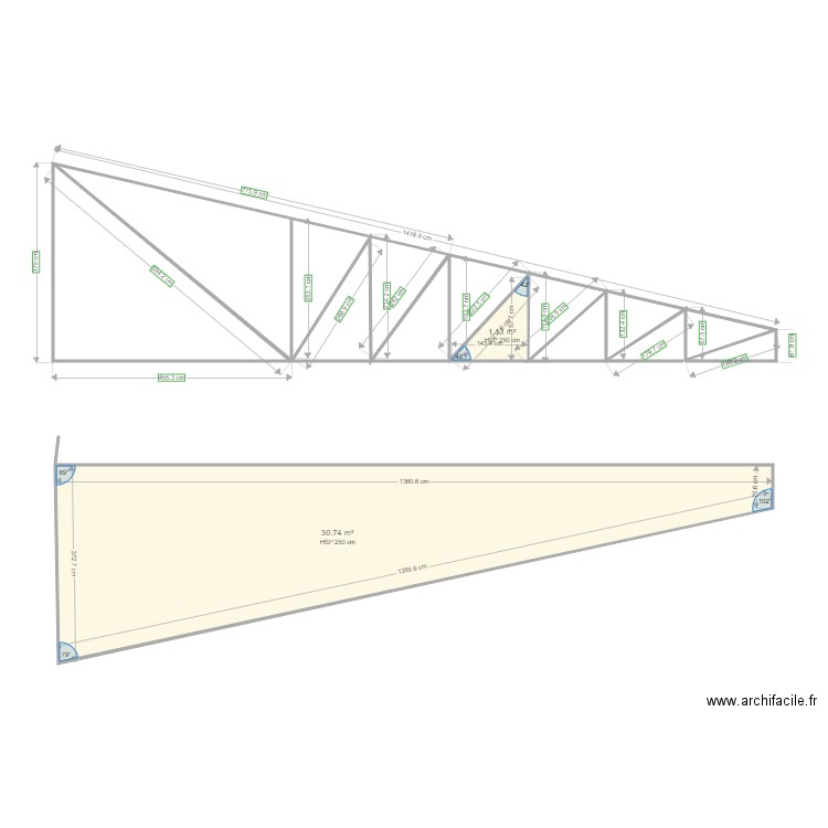 MAZAL CHARPENTE. Plan de 2 pièces et 32 m2