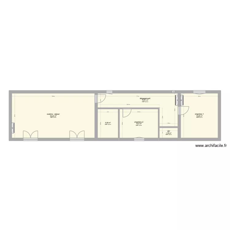 SAUBOUA RDC. Plan de 6 Pièces et 81 m²