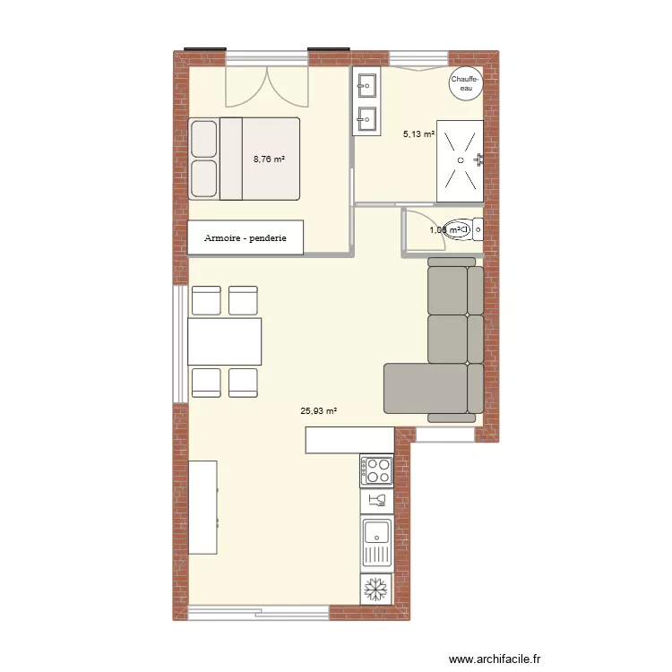 Maison P 1. Plan de 4 Pièces et 41 m² Maison P 1. Plan de 4 Pièces et 41 m²
