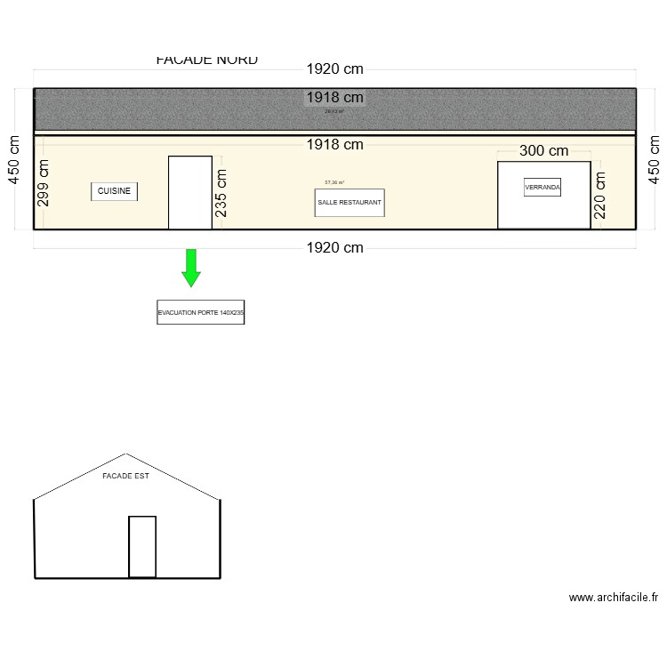 plan de coupe. Plan de 2 pièces et 86 m2