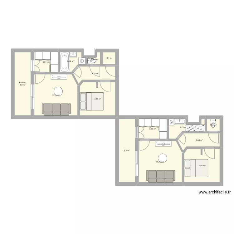 Appart Pinède Gladys. Plan de 15 Pièces et 72 m² Appart Pinède Gladys. Plan de 15 Pièces et 72 m²