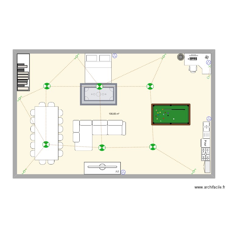 rff. Plan de 1 pièce et 107 m2