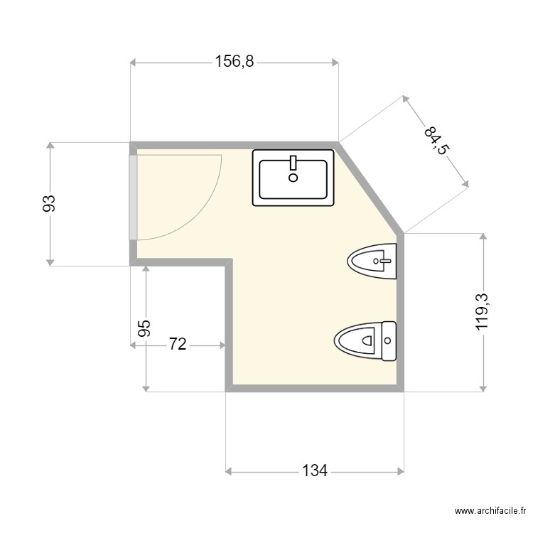 HDZ. Plan de 1 pièce et 3 m2