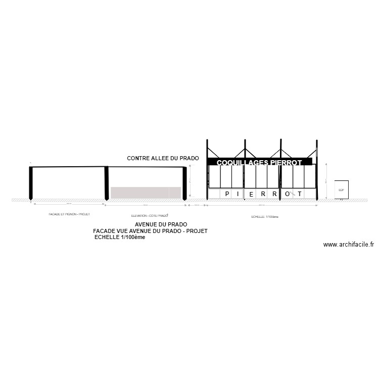 FACADE VUE AV DU PRADO  PROJET . Plan de 0 pièce et 0 m2