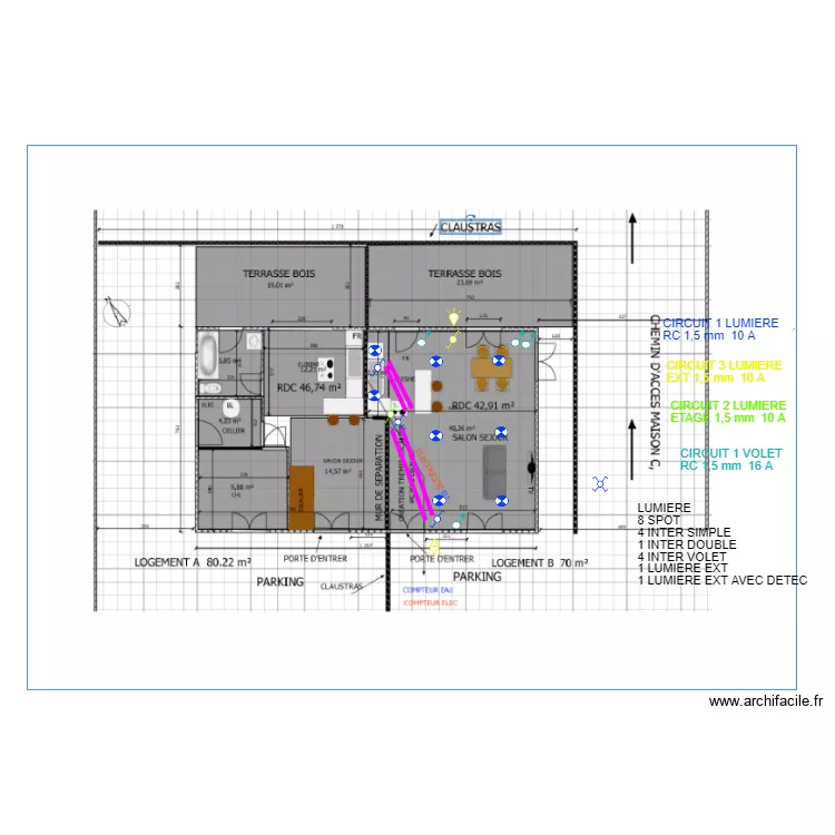MAISON B   RC LUMIERE VOLET. Plan de 