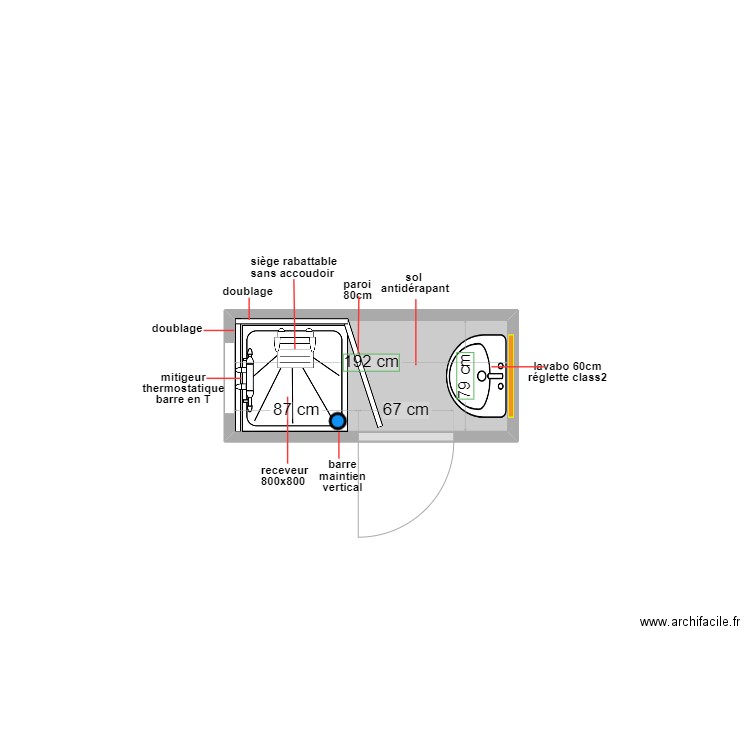 ladhari. Plan de 1 pièce et 2 m2