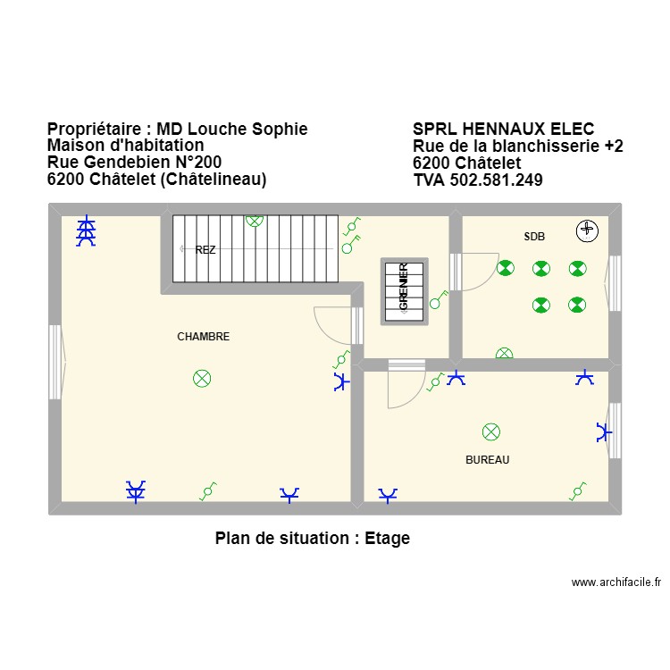 sophie etage. Plan de 5 pièces et 68 m2