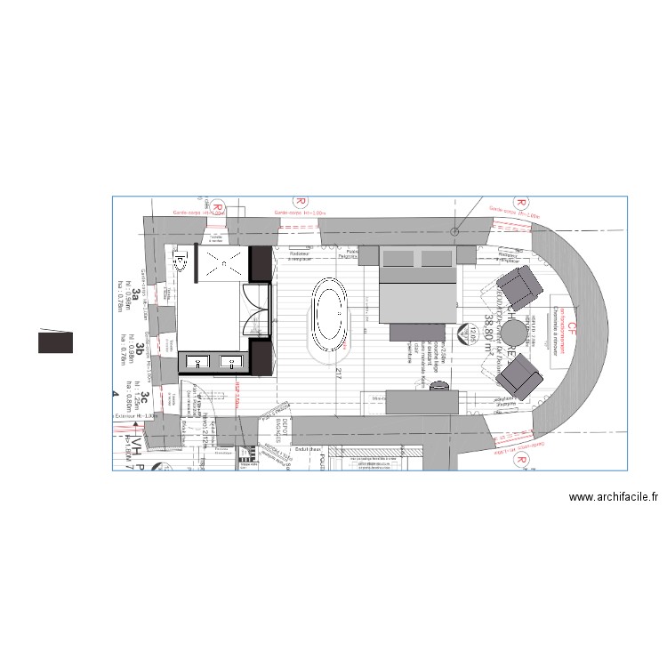 bed 1Y. Plan de 0 pièce et 0 m2