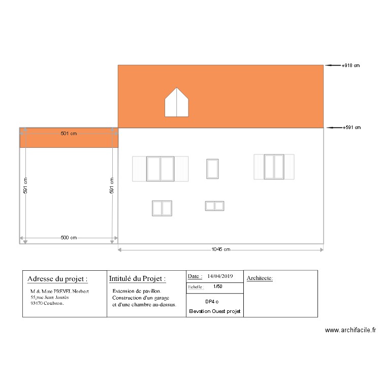 elevation sud. Plan de 0 pièce et 0 m2