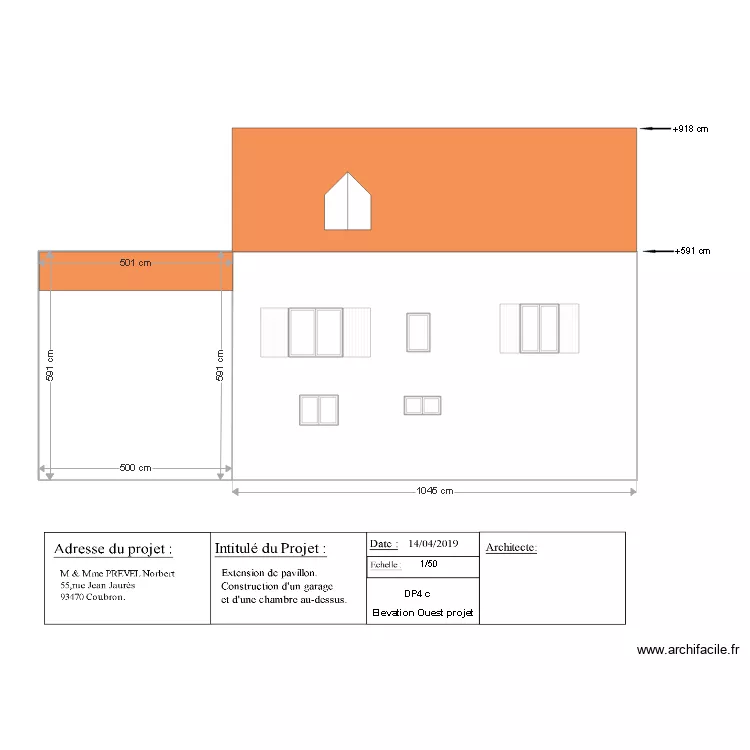 elevation sud. Plan de elevation sud. Plan de