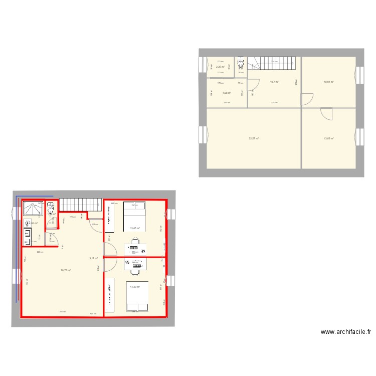 étage version 2. Plan de 13 pièces et 197 m2