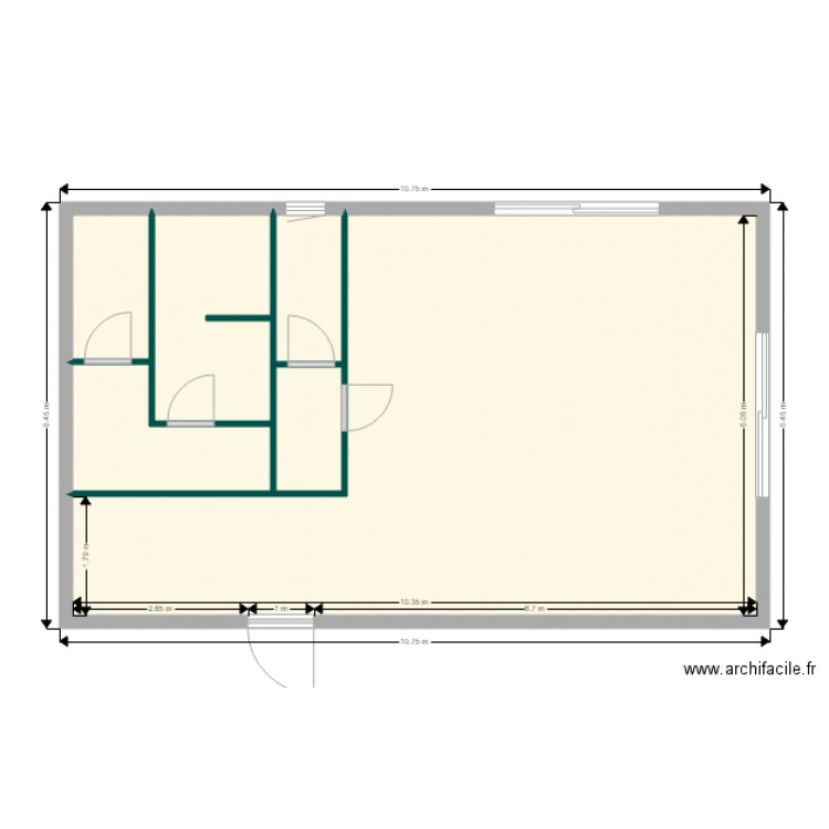 RDC après travaux. Plan de 0 pièce et 0 m2