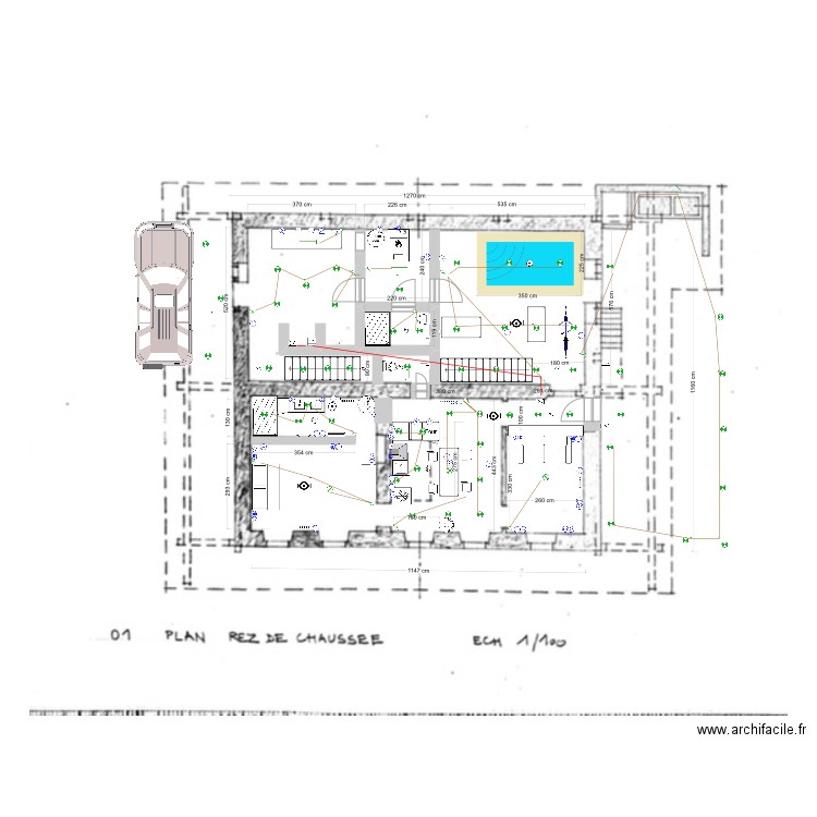 Ferme RDC. Plan de 1 pièce et 3 m2