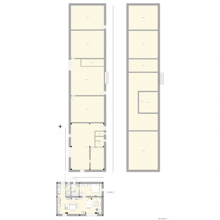 bâti 2 plain pied ferme 7 pignon est suite parentale 6 avec poteaux. Plan de 18 pièces et 553 m2