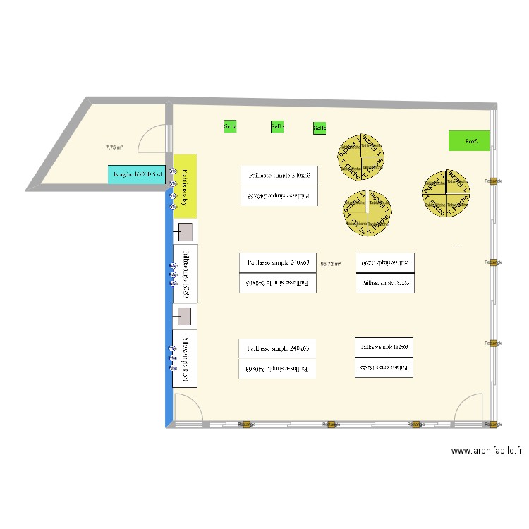 Arts plastiques. Plan de 2 pièces et 103 m2